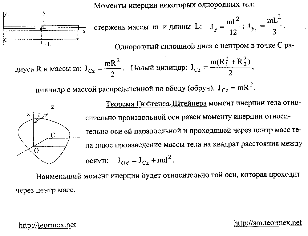 Геометрия масс. Моменты инерции — продолжение